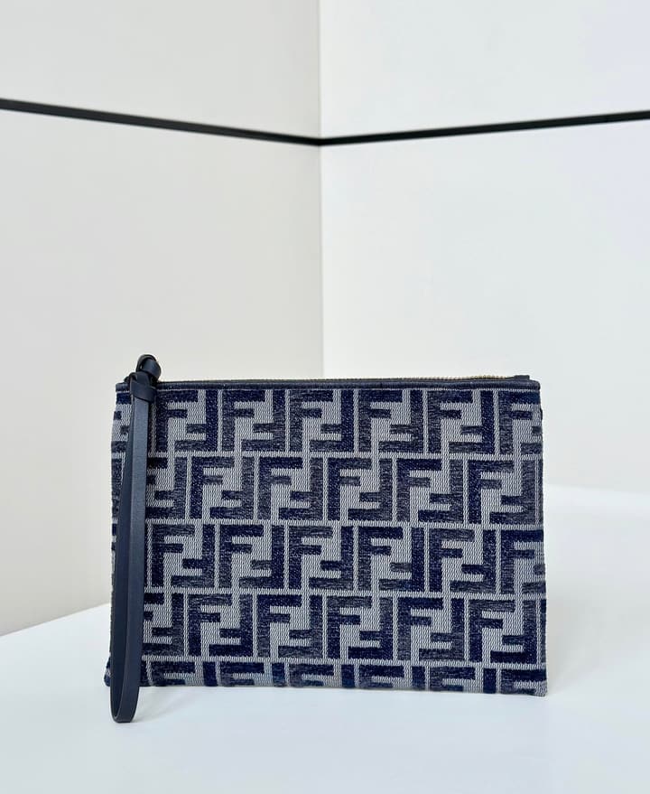 Fendi Gradient Double F Logo Calfskin Clutch Bag