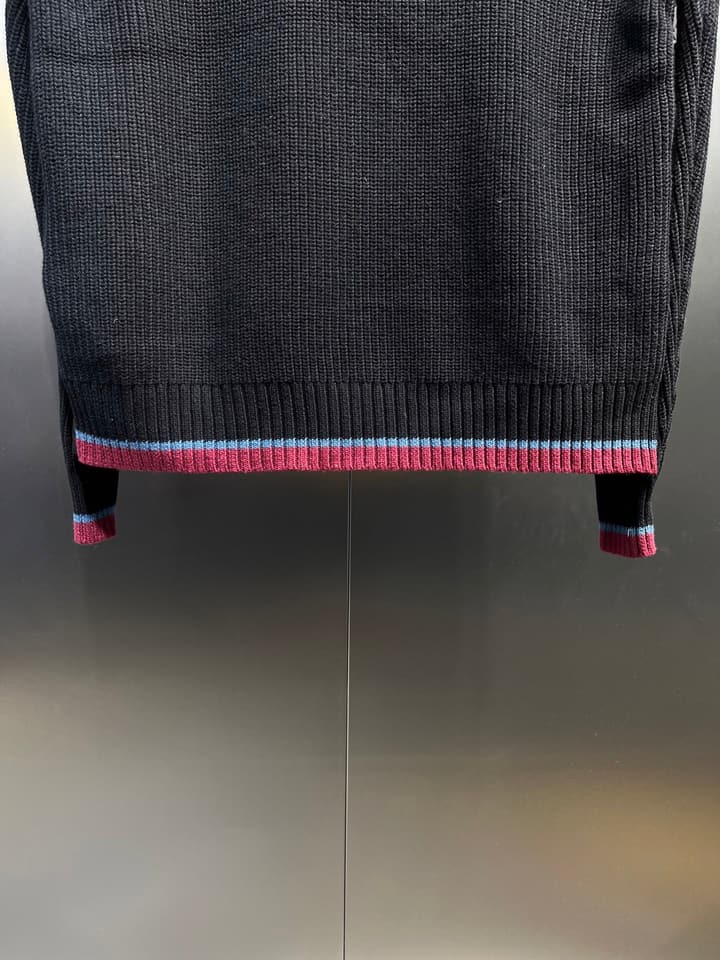 Moncler Knitted Patchwork Stand-Collar Jacket in Dark Brown