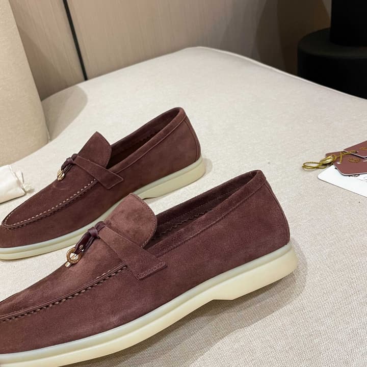 Loro Piana Summer Charms Walk Moccasin Loafers in Bright Orange Leather