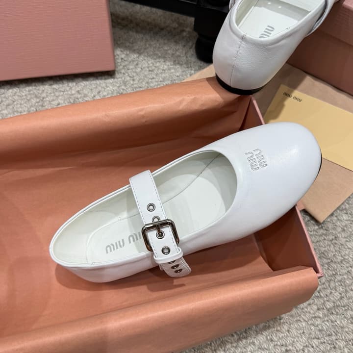 Miu Miu Pointed-Toe Mary Jane Ballet Flats – 2026 Runway Collection