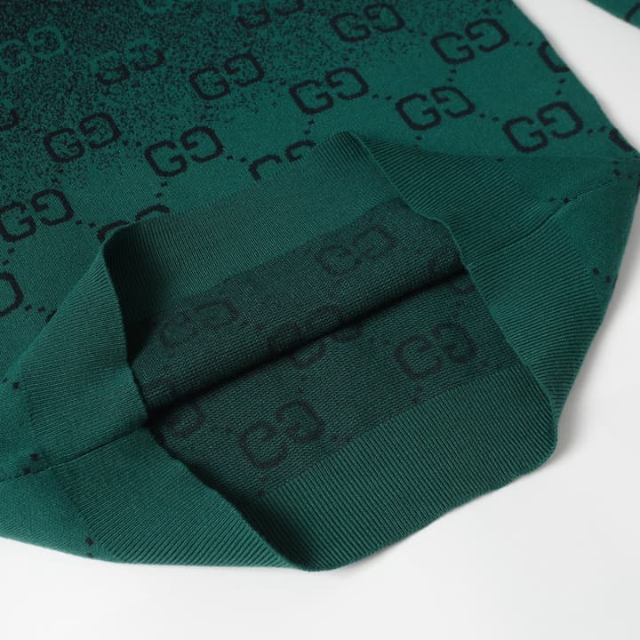 Gucci Logo Knit Crewneck Sweater in Green Gradient Logo Knit