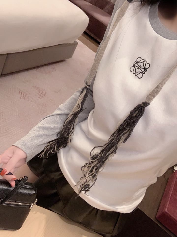 Loewe Classic Logo Embroidered Color-block Crewneck Sweatshirt in Black
