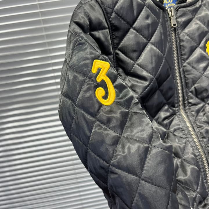 Ralph Lauren Embroidered Pony Puffer Jacket in Classic Black With Yellow Logo