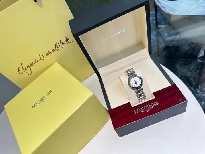 Longines Heart Moon Phase Watch in Stainless Steel Bracelet, White Moon Phase Dial
