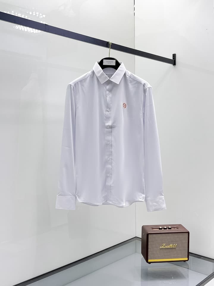 Hermès Long-Sleeve Shirt in Light Blue Striped