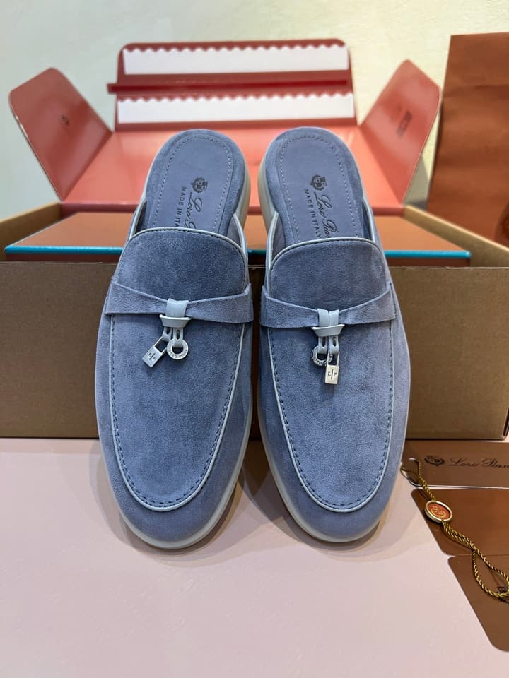 Loro Piana Women's Mules in Aqua Blue Suede