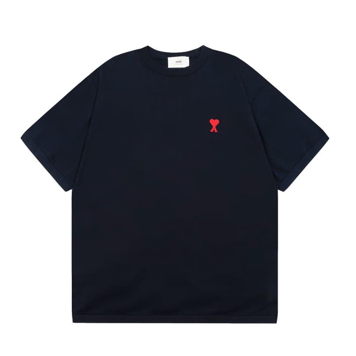 AMI Paris Classic Heart Embroidered Knit Short Sleeve – 2025SS in Black