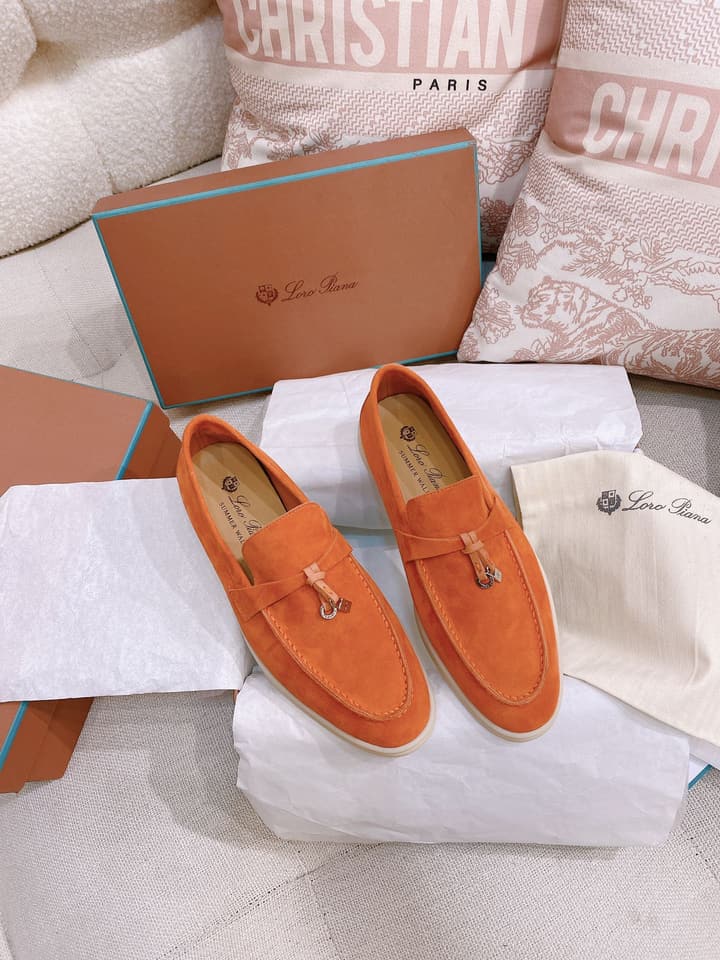 Loro Piana Glossy Cashmere Loafers in Blush Pink Suede