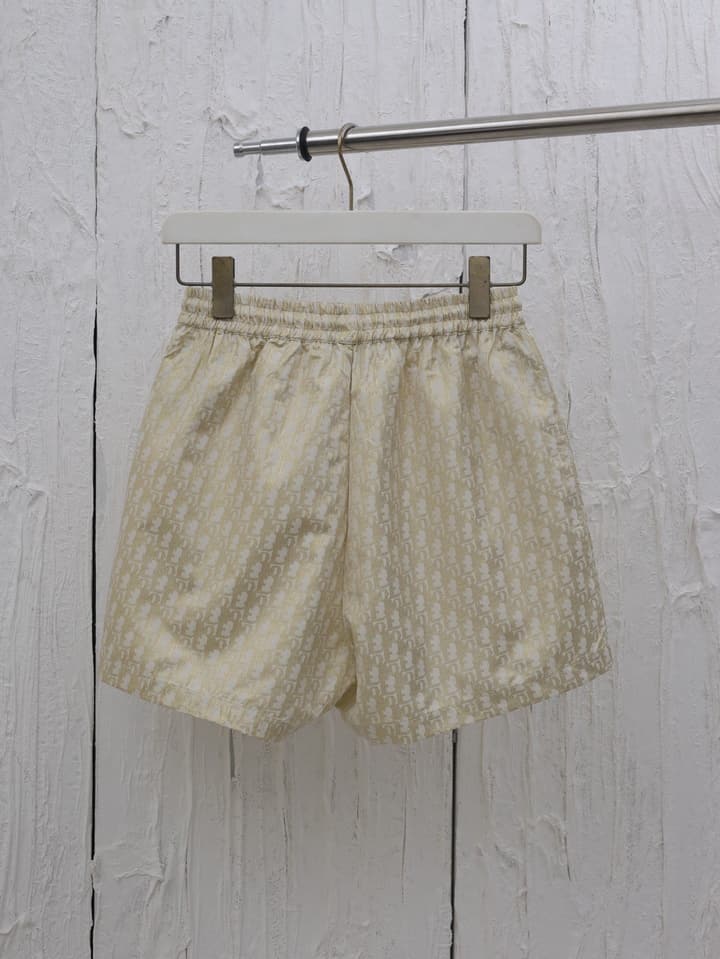 Dior Gold Taffeta Jacquard Oblique Shorts – 2025 in Navy Blue