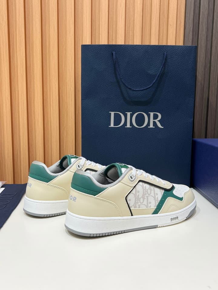 Dior B27 Unisex Sneakers – 2025 Collection in Beige With Dark Green Accents