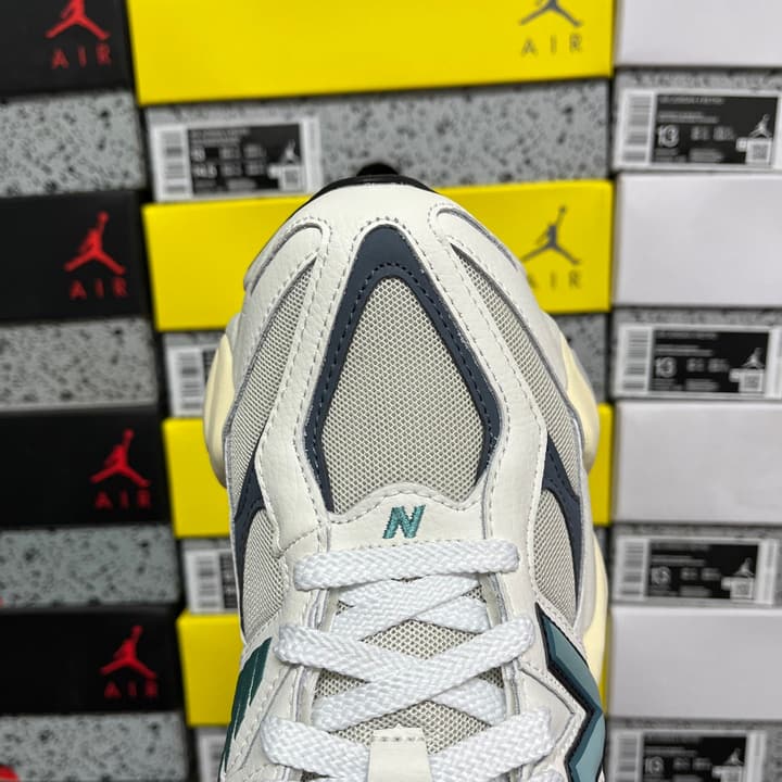 New Balance NB9060 Retro Running Shoes in Cream Teal