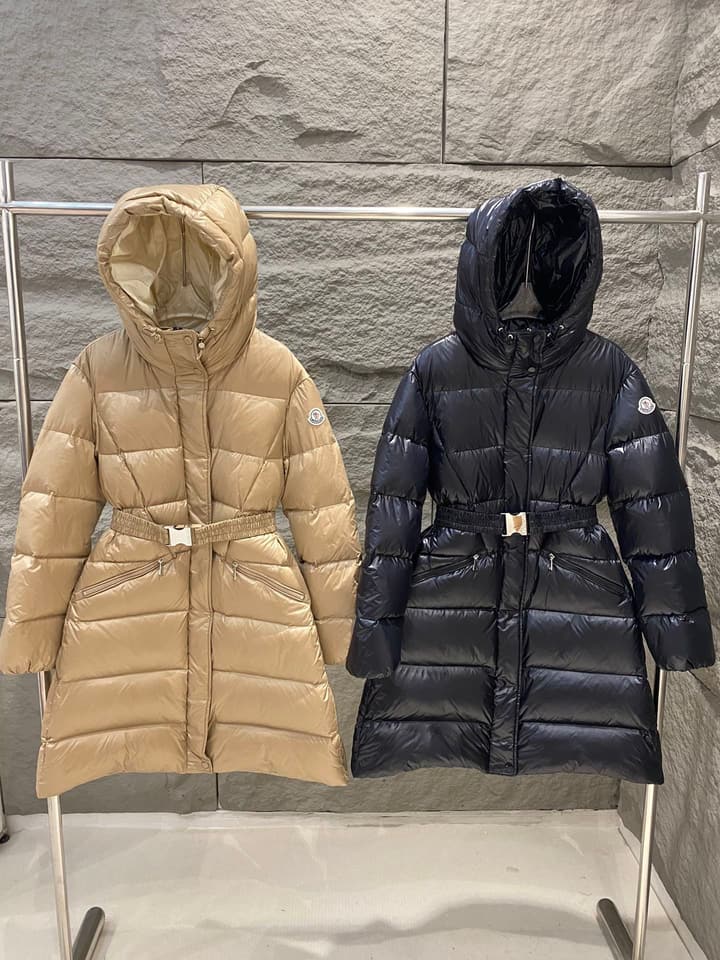 Moncler Bellevue Women's Long Belted Down Jacket in Black
