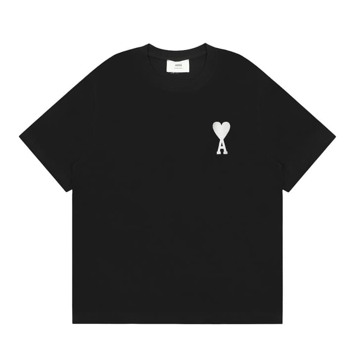 AMI Paris Classic Large Logo Embroidered Heart T-Shirt – 2025SS in Black With White Logo