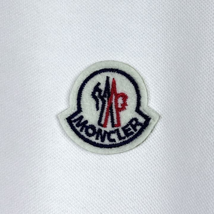 Moncler Classic Striped Collar Embroidered Long Sleeve Polo Shirt – Spring/Autumn Collection in Black With White Tipping (hanger)