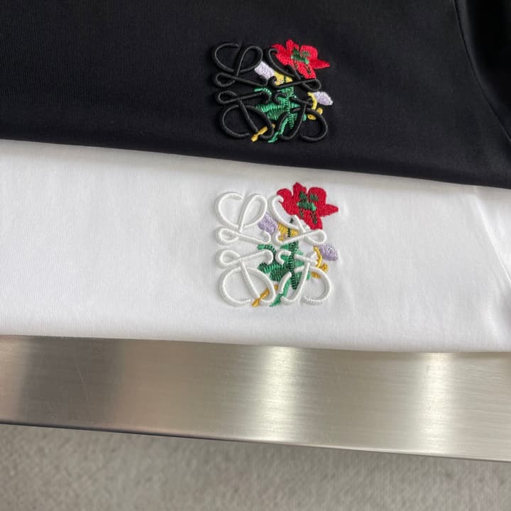 Loewe Embroidered Cotton T-Shirt in Classic Black