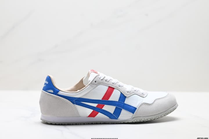 Onitsuka Tiger Serrano Nylon Retro Sneakers in Blue With White Stripes