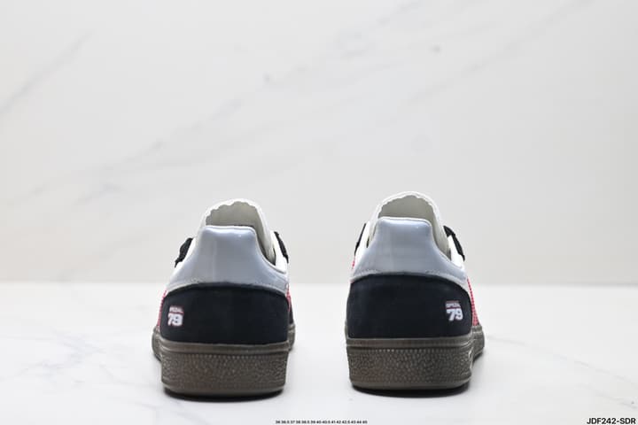 Adidas Handball Spezial Classic Retro Sneakers in Black Suede Red Stripe
