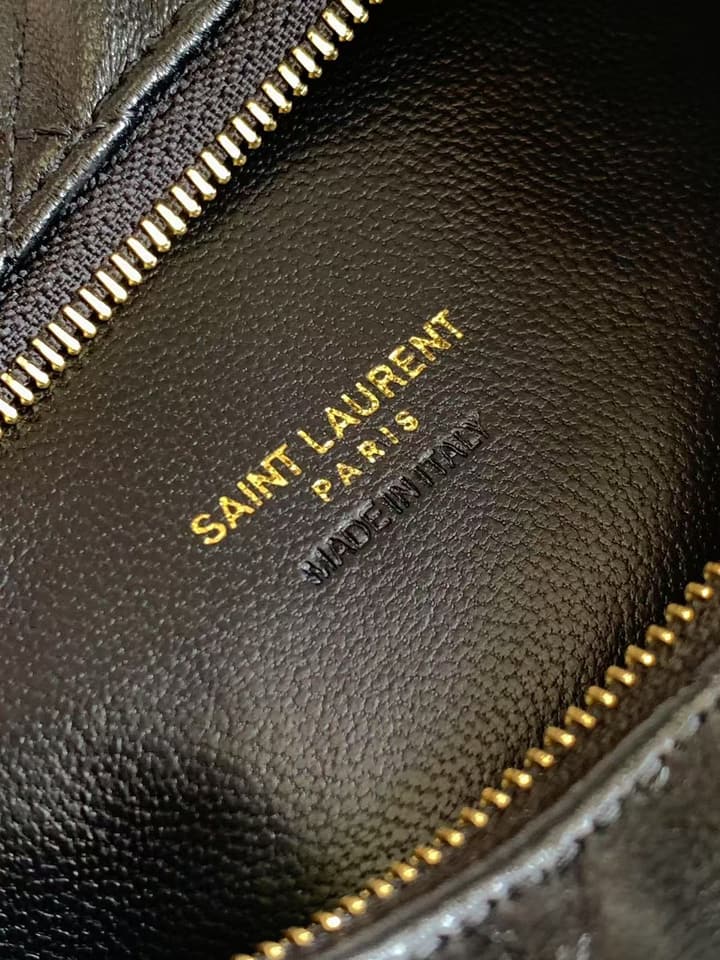 Saint Laurent ICARE Baby Lambskin Crescent Bag in Dark Brown Quilted