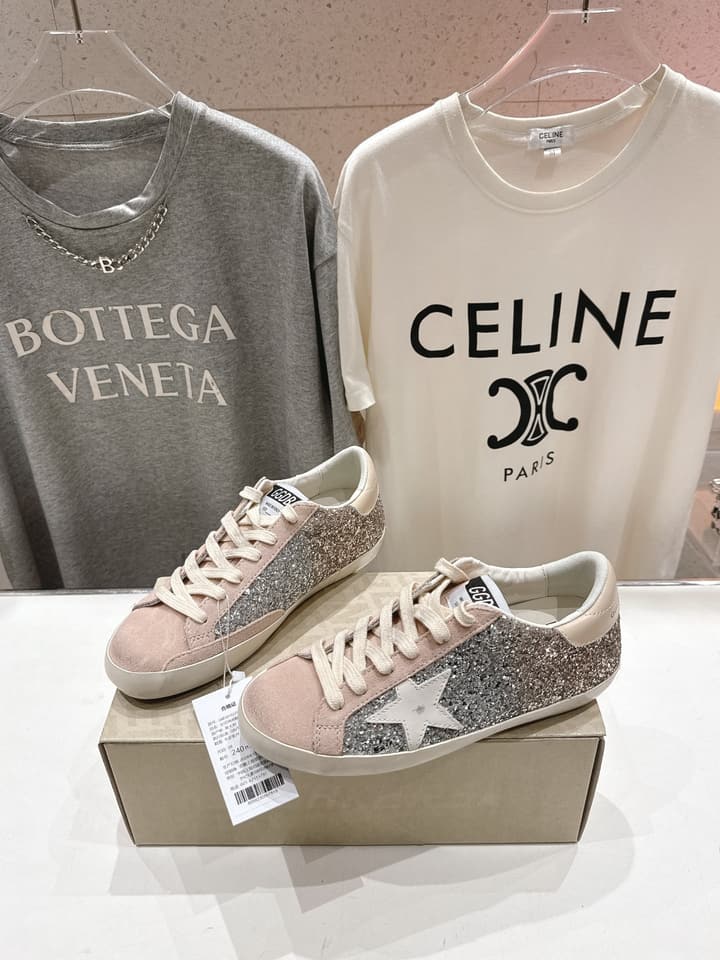 Golden Goose Distressed Sneakers in Light Pink