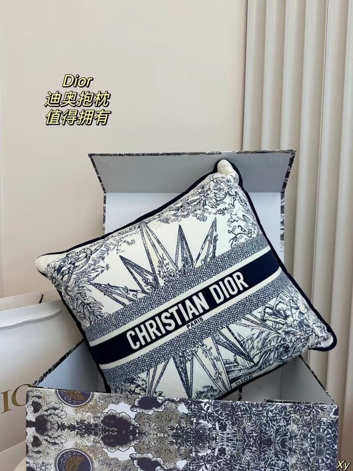 Dior Limited Edition Home Pillow in Black And White Toile Pattern