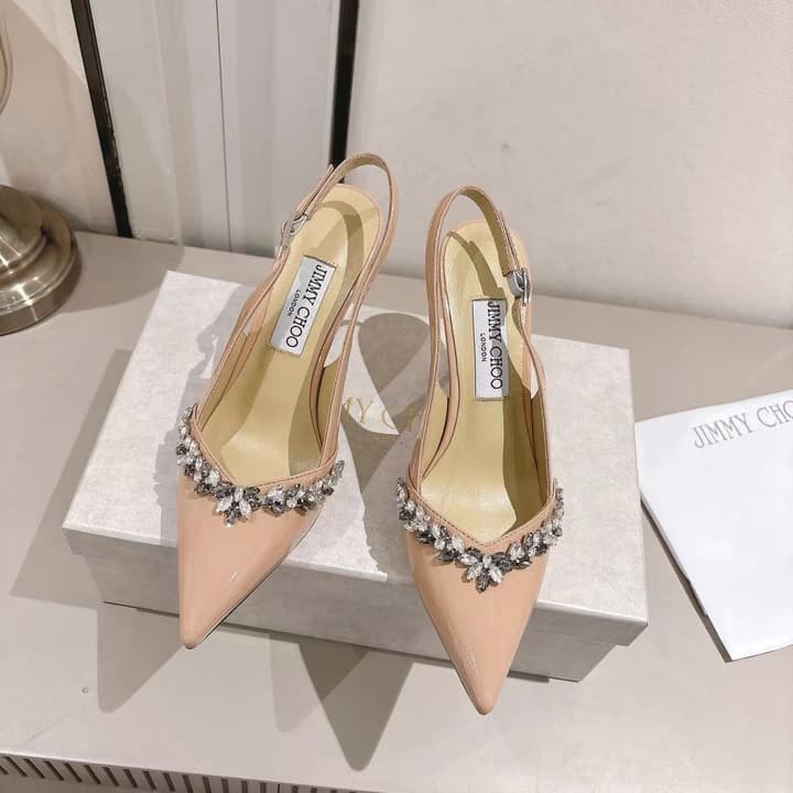 Jimmy Choo Pointed-Toe Crystal-Embellished Heeled Sandals – 2025 Summer in Black