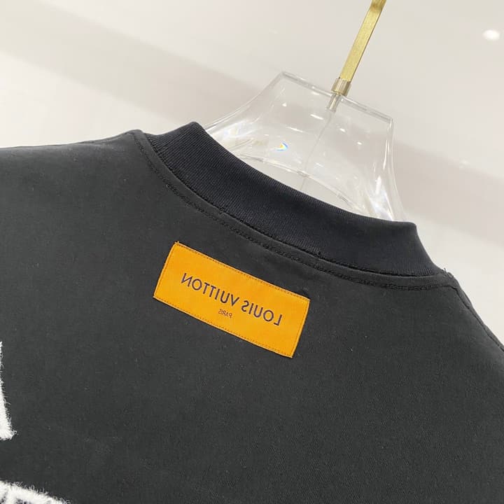 Louis Vuitton 1864 Fringe Logo Cotton T-Shirt in Black