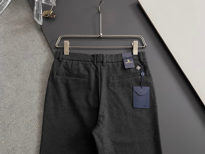 Louis Vuitton Men's Cashmere Casual Trousers – 2025 in Charcoal Gray