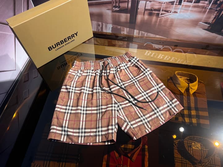 Burberry Vintage Check Swim Trunks in Beige