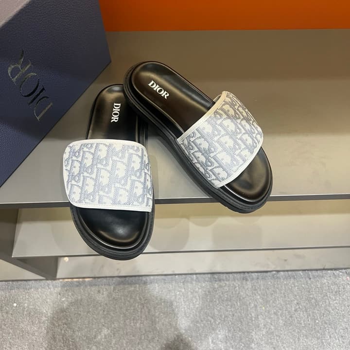 Dior Luxury Slides in Black Textured
