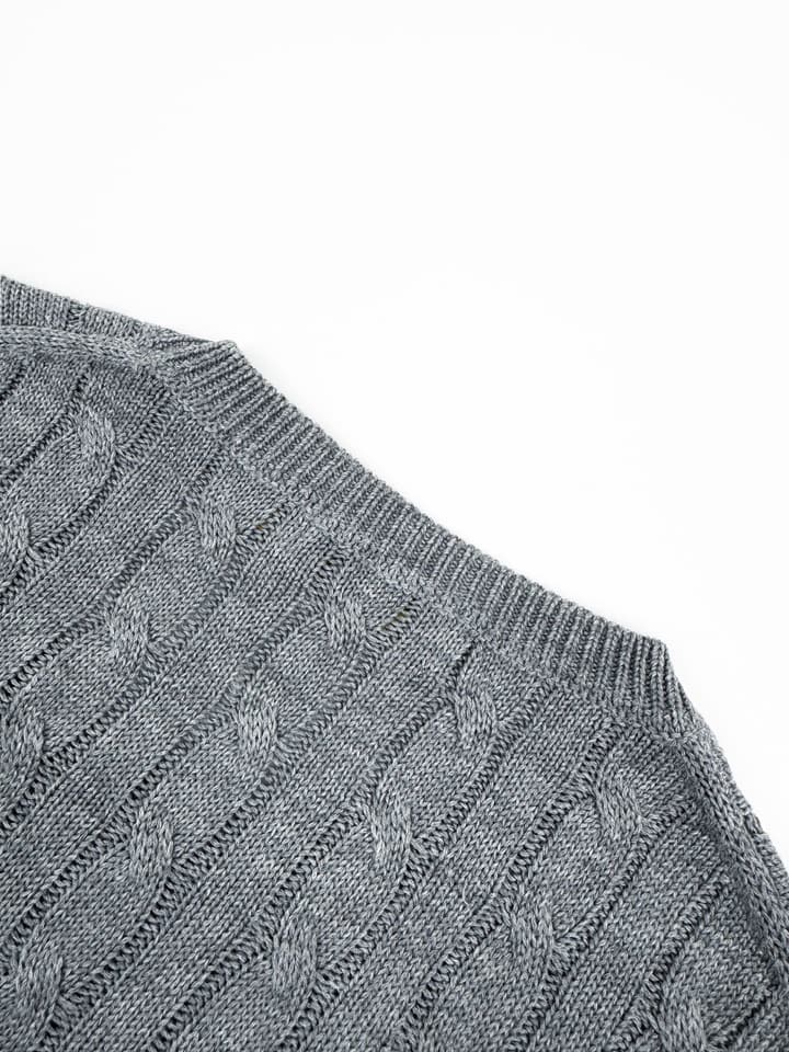 Ralph Lauren Cable-Knit Short-Sleeve Sweater in Rock Grey
