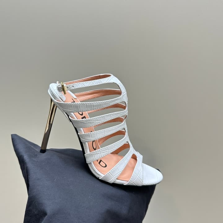 Tom Ford Metallic Slingback Mesh Heels – 2024 Runway Collection in Beige