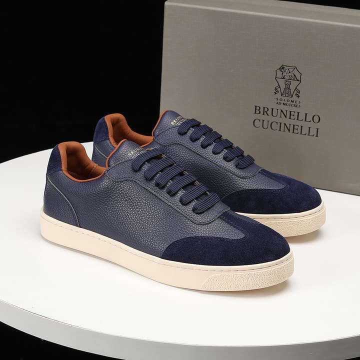 Brunello Cucinelli Men's Colorblock Driving Shoes – New Collection in Black Leather And Suede