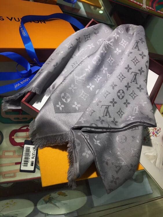 Louis Vuitton Classic Monogram Wool Silk Shawl in Beige
