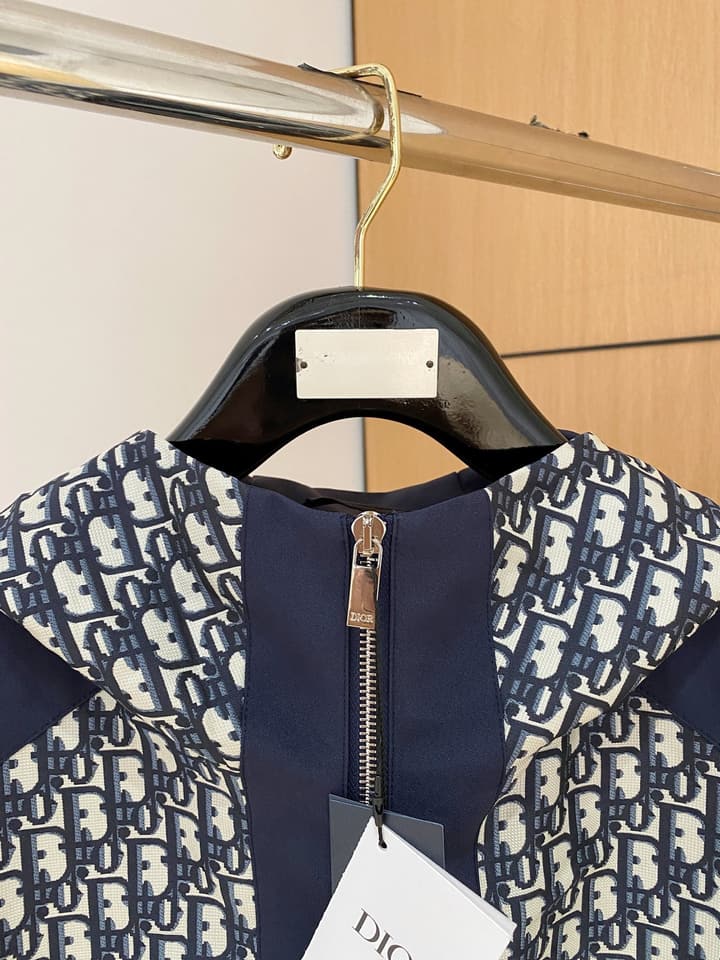 Dior New Runway Jacket Outerwear in Black With Monogram Panels