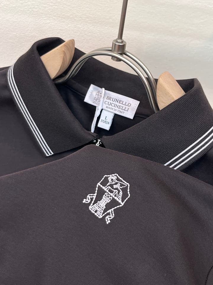 Brunello Cucinelli Embroidered Logo Polo Shirt – Spring/Summer Collection – 2026SS in Dark Brown