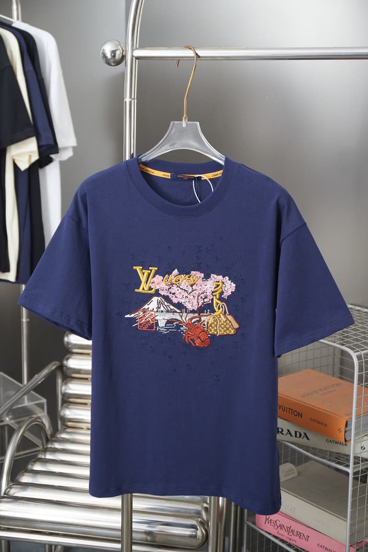 Louis Vuitton Landscape Embroidery T-Shirt – 26SS in Navy Blue