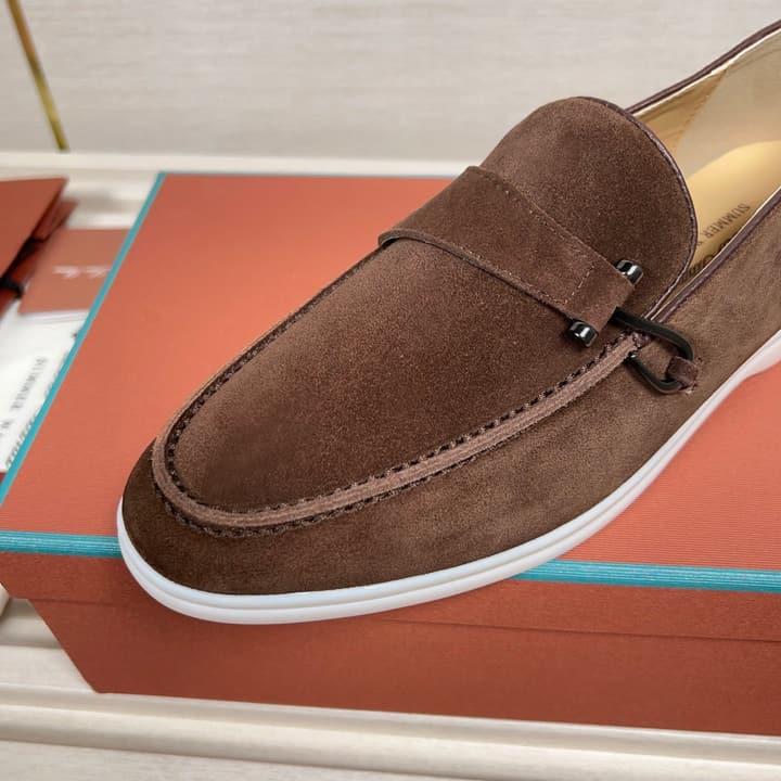 Loro Piana New Moccasin Shoes in Brown Suede