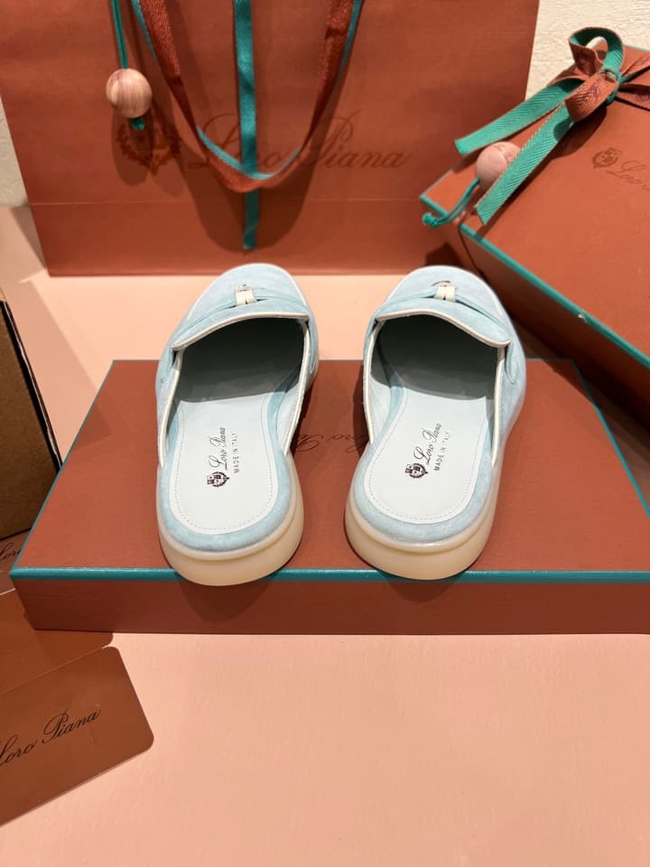 Loro Piana Women's Mules in Aqua Blue Suede