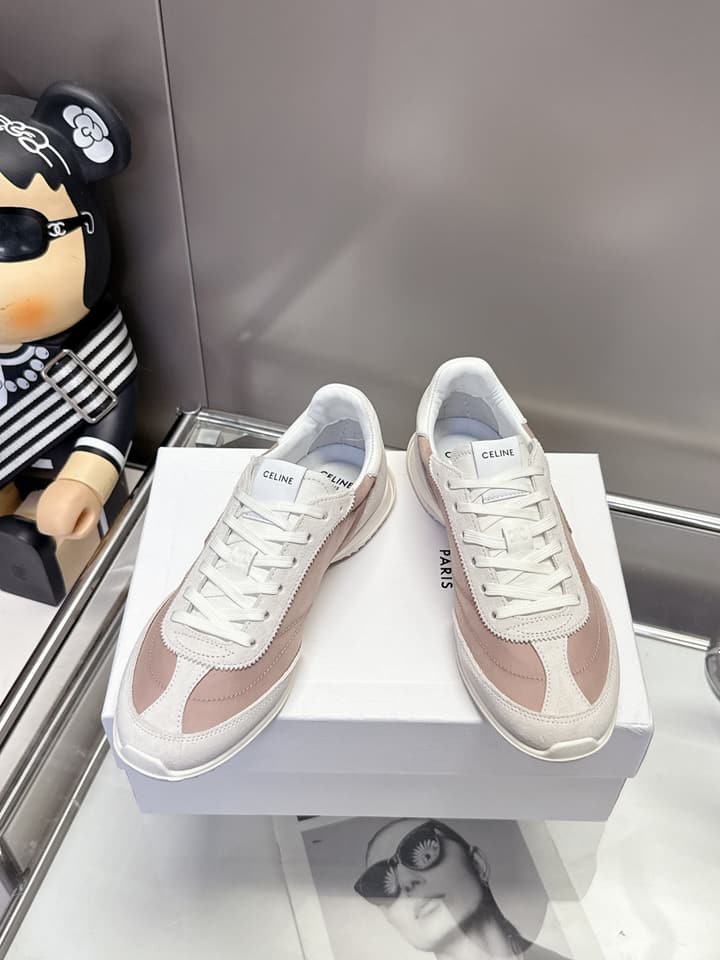 Celine Racer Women's Low-Top Sneakers in Black With White Laces