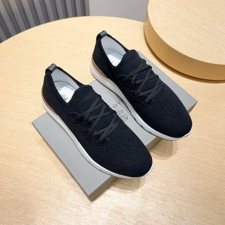 Brunello Cucinelli Men's Flyknit Sneakers – New Collection in Black Smooth