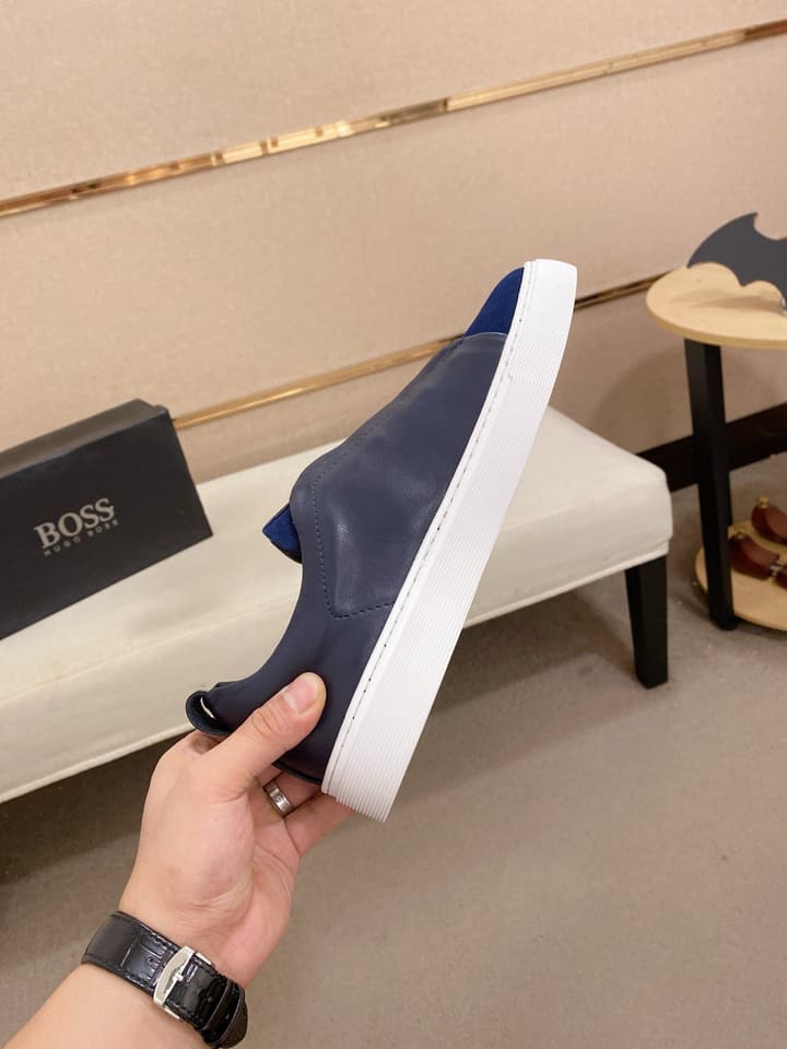 Boss Casual Leather Loafers in Glossy Black Toe