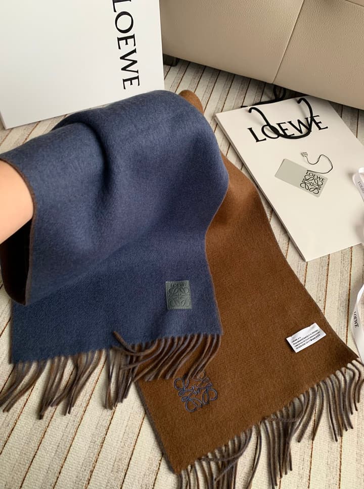 Loewe Classic Cashmere Scarf in Navy & Slate Blue