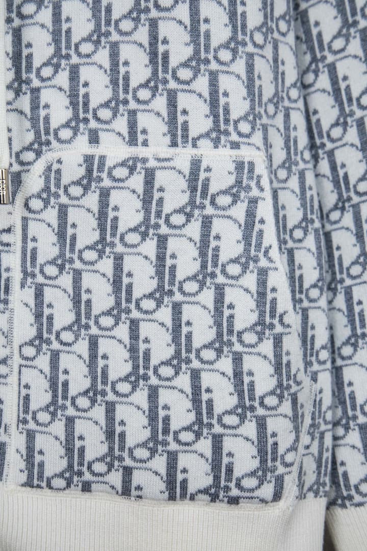 Dior CD Monogram Jacquard Cardigan – 24SS in Dark Grey