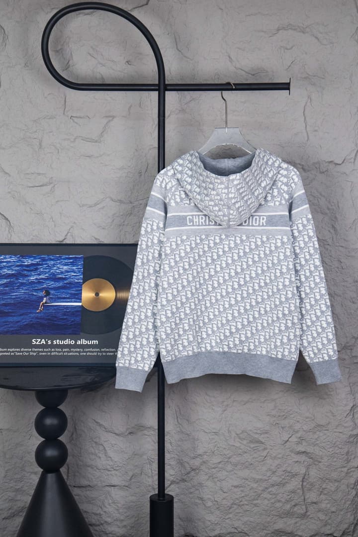 Dior Monogram Jacquard Zip Cardigan – 24SS in Light Grey Monogram