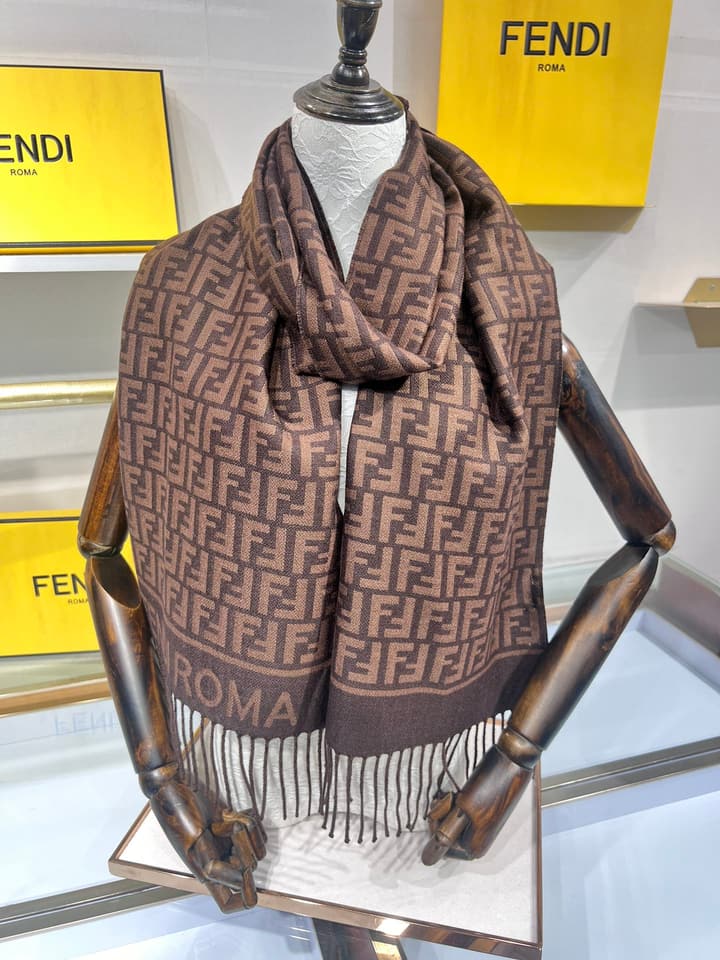 Fendi FF Monogram Scarf in Dark Brown Ff Monogram