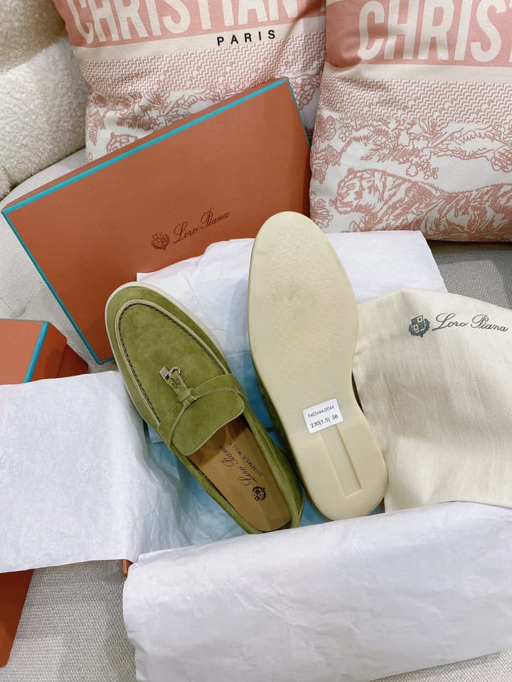 Loro Piana Glossy Cashmere Loafers in Blush Pink Suede