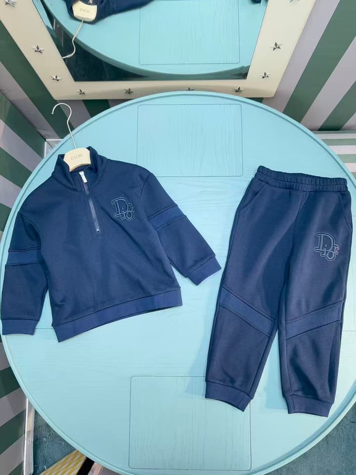 Dior Kids Stand-Collar Sweatshirt and Pants Set – Kids Collection – 25FW in Deep Navy Set