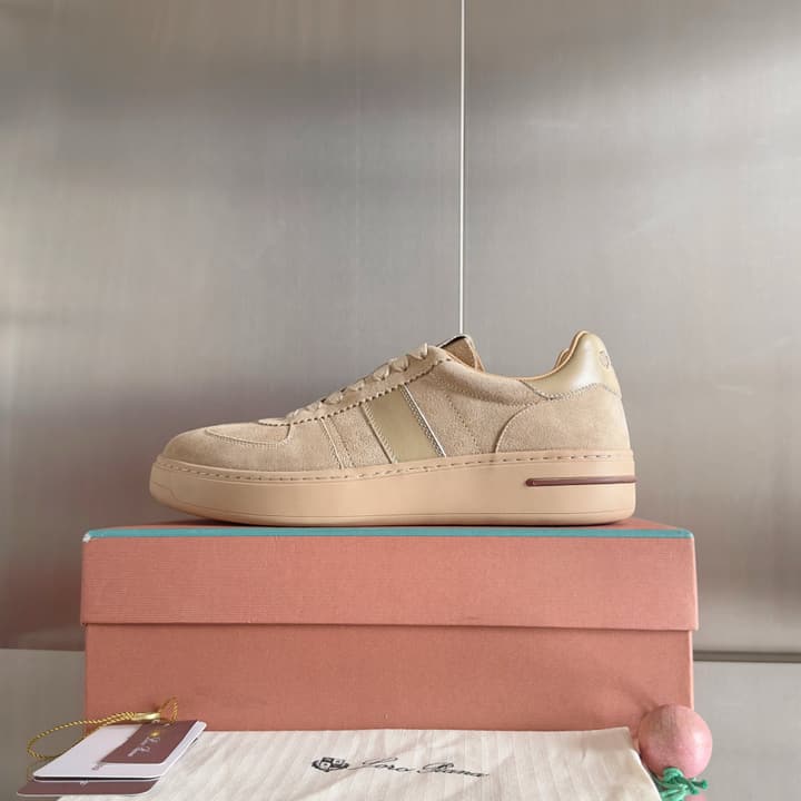 Loro Piana Newport Walk Thick Sole Sneakers in Dark Gray Suede