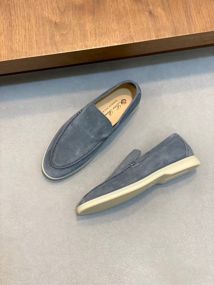Loro Piana Suede Leather Slip-On Loafers in Black Suede