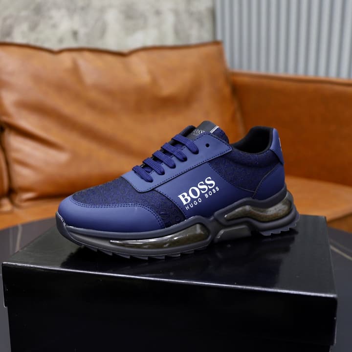 Boss Men's Knit Casual Sneakers in Indigo Wavy
